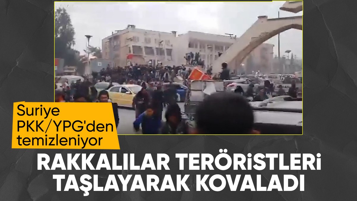 Rakka’da vatandaşlar teröristleri taşlayarak kovaladı